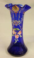 Antique Pair of Bristol Blue Glass Decorated Vases (4 of 4) Antique Pair of Bristol Blue Glass Decorated Vases (4 of 4)