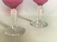 Pair of Victorian Cut Stem Cranberry Wine Glasses (7 of 8) Pair of Victorian Cut Stem Cranberry Wine Glasses (7 of 8)