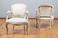 Pair of Large French Louis XV Style Painted Upholstered Armchairs (5 of 9) Pair of Large French Louis XV Style Painted Upholstered Armchairs (5 of 9)