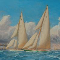 A rare painting of 1930 America’s Cup racing off Newport, signed ‘Harold Wyllie’ (4 of 12) A rare painting of 1930 America’s Cup racing off Newport, signed ‘Harold Wyllie’ (4 of 12)