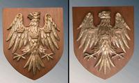 Good Pair of Antique Solid Bronze Eagle Crest Wall Plaques (1 of 9)