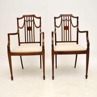 Pair of Antique Edwardian Inlaid Mahogany Armchairs (2 of 12) Pair of Antique Edwardian Inlaid Mahogany Armchairs (2 of 12)