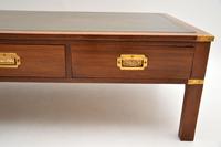 Antique Military Campaign Style Mahogany Leather Top Coffee Table (3 of 10) Antique Military Campaign Style Mahogany Leather Top Coffee Table (3 of 10)