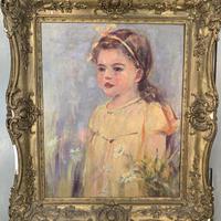 Antique oil painting portrait of young girl in ornate gesso frame signed William Patrick (7 of 8) Antique oil painting portrait of young girl in ornate gesso frame signed William Patrick (7 of 8)