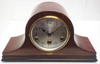 Mahogany Hat Shaped English Westminster 8-day Mantel Clock with Silver Dial (2 of 12) Mahogany Hat Shaped English Westminster 8-day Mantel Clock with Silver Dial (2 of 12)