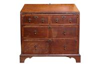 Fine 18th Century Crossbanded Oak Bureau with Stepped Interior & Secret Drawers c.1720