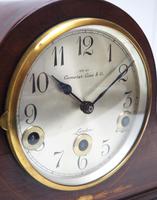 Mahogany Hat Shaped English Westminster 8-day Mantel Clock with Silver Dial (9 of 12) Mahogany Hat Shaped English Westminster 8-day Mantel Clock with Silver Dial (9 of 12)