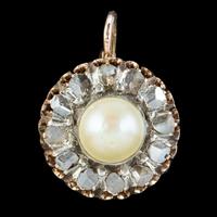 Antique Victorian Rose Cut Diamond Natural Pearl Earrings 3.60ct of Diamond 18ct Gold c.1880 (3 of 7) Antique Victorian Rose Cut Diamond Natural Pearl Earrings 3.60ct of Diamond 18ct Gold c.1880 (3 of 7)