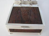 Double Ended Silver Plated Box with Panels of Crocodile Style Leather (2 of 6) Double Ended Silver Plated Box with Panels of Crocodile Style Leather (2 of 6)