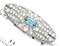 2.79ct Aquamarine & 4.96ct Diamond, 18ct White Gold Brooch - Antique French c.1910 (7 of 9) 2.79ct Aquamarine & 4.96ct Diamond, 18ct White Gold Brooch - Antique French c.1910 (7 of 9)