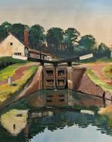 'Lapworth Canal, Warwickshire' Exceptional Vintage Oil on Canvas Painting c1960 (4 of 13) 'Lapworth Canal, Warwickshire' Exceptional Vintage Oil on Canvas Painting c1960 (4 of 13)