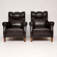 Pair of Antique Swedish Leather Armchairs (3 of 10) Pair of Antique Swedish Leather Armchairs (3 of 10)