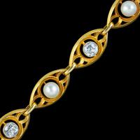 Antique Art Nouveau French Diamond Pearl Bracelet 18ct Gold 3ct Diamond c.1900 (5 of 7) Antique Art Nouveau French Diamond Pearl Bracelet 18ct Gold 3ct Diamond c.1900 (5 of 7)