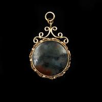 Antique Moss Agate Rolled Gold Ornate Fob Pendant (2 of 7) Antique Moss Agate Rolled Gold Ornate Fob Pendant (2 of 7)