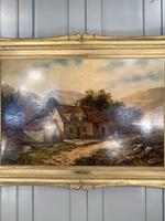 Antique Victorian large landscape oil painting in gilt gesso frame by E Yates (10 of 10) Antique Victorian large landscape oil painting in gilt gesso frame by E Yates (10 of 10)