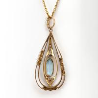 Antique Edwardian Aquamarine Pearl & Diamond Pendant c.1910 (5 of 6) Antique Edwardian Aquamarine Pearl & Diamond Pendant c.1910 (5 of 6)
