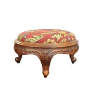 Oriental Ornate Carved Round Foot Stool