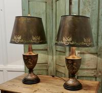 A Pair of Large Bronze Coloured Toleware Table Lamps (8 of 9) A Pair of Large Bronze Coloured Toleware Table Lamps (8 of 9)