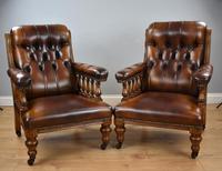 Pair of Victorian Hand Dyed Leather Library Chairs (13 of 13) Pair of Victorian Hand Dyed Leather Library Chairs (13 of 13)