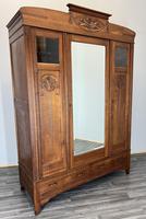 Wardrobe Antique French Carved Mirrored Oak Closet Armoire (LOT 3845)