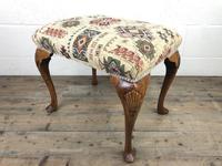 Antique Walnut Stool with Fabric Seat (M-590b) (7 of 10) Antique Walnut Stool with Fabric Seat (M-590b) (7 of 10)