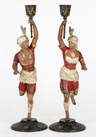 Pair of Continental, Probably French, Cold Painted Metal Figural Candlesticks (20 of 27) Pair of Continental, Probably French, Cold Painted Metal Figural Candlesticks (20 of 27)