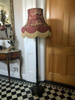 Antique Chinoiserie Black Lacquered, Hand Painted Floor Lamp with Shade (6 of 10) Antique Chinoiserie Black Lacquered, Hand Painted Floor Lamp with Shade (6 of 10)