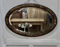 Black Lacquer Chinoiserie Oval Wall Mirror Black Lacquer Chinoiserie Oval Wall Mirror