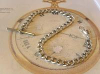 Antique Silver Pocket Watch Chain 1890s Victorian Graduated Curb Link Albert & T Bar (2 of 11) Antique Silver Pocket Watch Chain 1890s Victorian Graduated Curb Link Albert & T Bar (2 of 11)