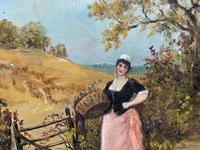 'R.M Stewart' Original 19thc Harvesting Maid Oil Portrait Painting - Dated 1886 (8 of 12) 'R.M Stewart' Original 19thc Harvesting Maid Oil Portrait Painting - Dated 1886 (8 of 12)