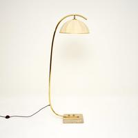 Vintage Italian Brass & Travertine Arc Floor Lamp