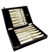 Antique Edwardian Silver & Mother of Pearl Fruit/Dessert Knives & Forks Set 1909 (12 of 12) Antique Edwardian Silver & Mother of Pearl Fruit/Dessert Knives & Forks Set 1909 (12 of 12)