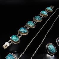 Art Deco Blue Porcelain Scarab Beetle Silver Full Set Suite - Necklace Earrings Bracelet (7 of 10) Art Deco Blue Porcelain Scarab Beetle Silver Full Set Suite - Necklace Earrings Bracelet (7 of 10)