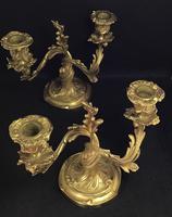 Very Good Pair of Rococo Style Antique Gilt Cast Brass Candelabra (5 of 6) Very Good Pair of Rococo Style Antique Gilt Cast Brass Candelabra (5 of 6)