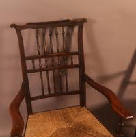Pair of 19th Century Spindle Back Armchairs with Rush Seats (4 of 6) Pair of 19th Century Spindle Back Armchairs with Rush Seats (4 of 6)