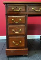Small Antique Edwardian Leather Bound Mahogany Twin-Pedestal Writing Desk (10 of 16) Small Antique Edwardian Leather Bound Mahogany Twin-Pedestal Writing Desk (10 of 16)