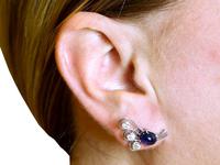 2.80ct Sapphire & 1.78ct Diamond, Platinum Earrings - Vintage c.1940 (9 of 9) 2.80ct Sapphire & 1.78ct Diamond, Platinum Earrings - Vintage c.1940 (9 of 9)