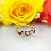 Antique Victorian 22ct 9ct Gold Old Mine Cut Diamond & Ruby Trilogy Ring | Three Stone Ring (3 of 10) Antique Victorian 22ct 9ct Gold Old Mine Cut Diamond & Ruby Trilogy Ring | Three Stone Ring (3 of 10)