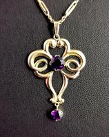 Antique Edwardian Lavalier Pendant, 9ct Gold and Amethyst (3 of 10) Antique Edwardian Lavalier Pendant, 9ct Gold and Amethyst (3 of 10)