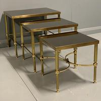 Nest of 3 Brass & Dark Glass Tables (4 of 6) Nest of 3 Brass & Dark Glass Tables (4 of 6)