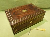 Inlaid Unisex Rosewood Jewellery Box + Tray. c1835 (8 of 12) Inlaid Unisex Rosewood Jewellery Box + Tray. c1835 (8 of 12)