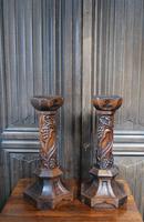 Pair of Oak Gothic Candlesticks / Lamps (2 of 6) Pair of Oak Gothic Candlesticks / Lamps (2 of 6)