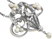 Natural Pearl & 0.94ct Diamond, 9ct Yellow Gold Pendant - Antique Victorian (7 of 9) Natural Pearl & 0.94ct Diamond, 9ct Yellow Gold Pendant - Antique Victorian (7 of 9)
