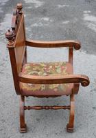 1900's Quality Walnut X Chair with Inlay & Pretty Upholstered Seat (2 of 4) 1900's Quality Walnut X Chair with Inlay & Pretty Upholstered Seat (2 of 4)