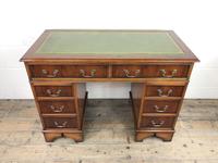 Late 20th Century Yew Wood Pedestal Kneehole Desk (13 of 14) Late 20th Century Yew Wood Pedestal Kneehole Desk (13 of 14)