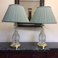 Pair of 1920s Elegant Pressed Glass Table Lamps