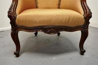 French Carved Walnut & Salon Chair, Upholstered in Silk (5 of 10) French Carved Walnut & Salon Chair, Upholstered in Silk (5 of 10)