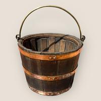 Antique Victorian Copper & Oak Bucket