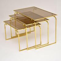 1970’s Vintage Italian Brass & Glass Nest of 3 Tables (7 of 10) 1970’s Vintage Italian Brass & Glass Nest of 3 Tables (7 of 10)