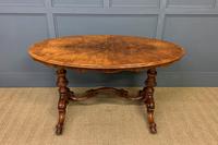 Victorian Burr Walnut Stretcher Table (4 of 13) Victorian Burr Walnut Stretcher Table (4 of 13)